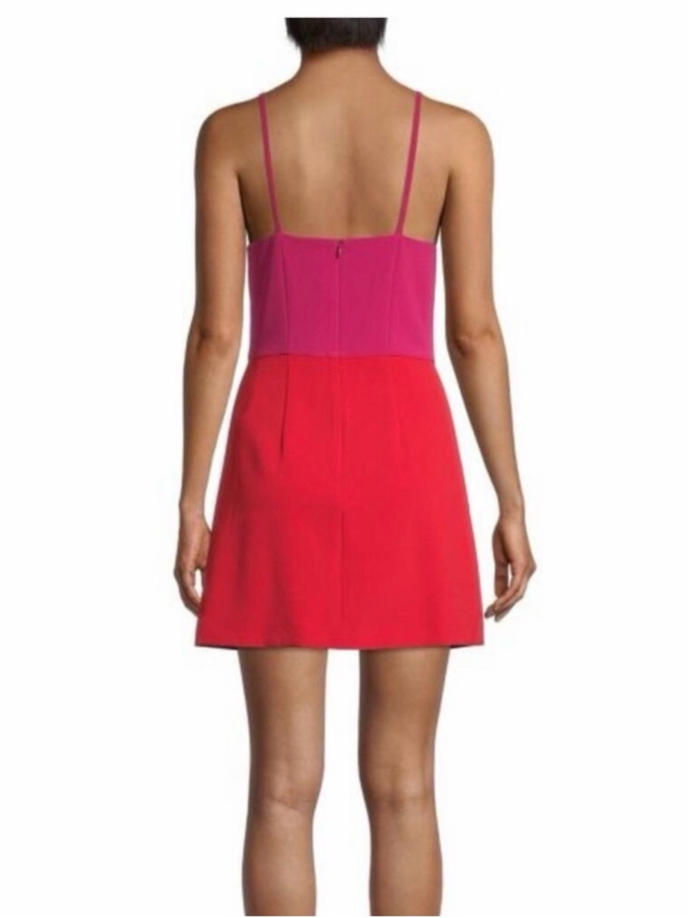 French Connection Women's Bright Pink & Orange A-Line Dress Colorblock Summer - Picture 2 of 10